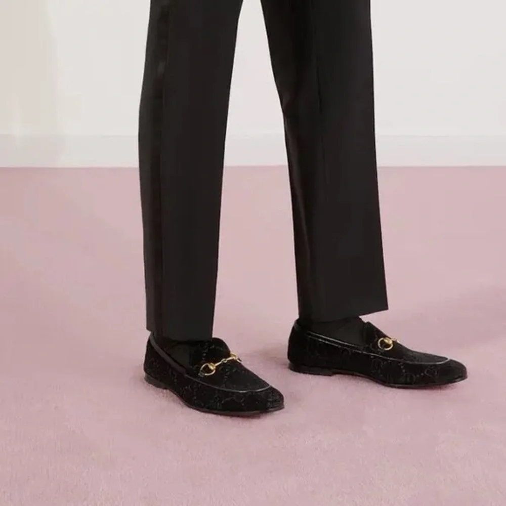 Gucci Jordaan GG Velvet Horsebit Loafers Black Nero/Nero Men’s Size 9.5